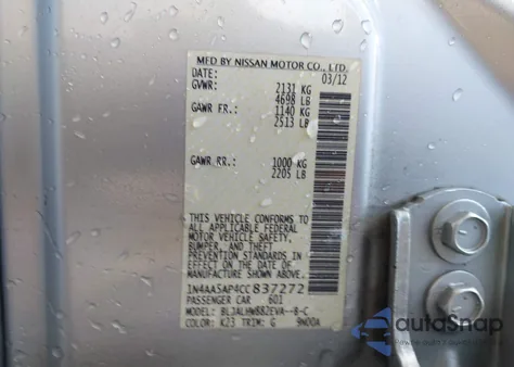 2012 Nissan Maxima 3.5 Sv z USA, uszkodzony, nr VIN 1N4AA5AP4CC837272